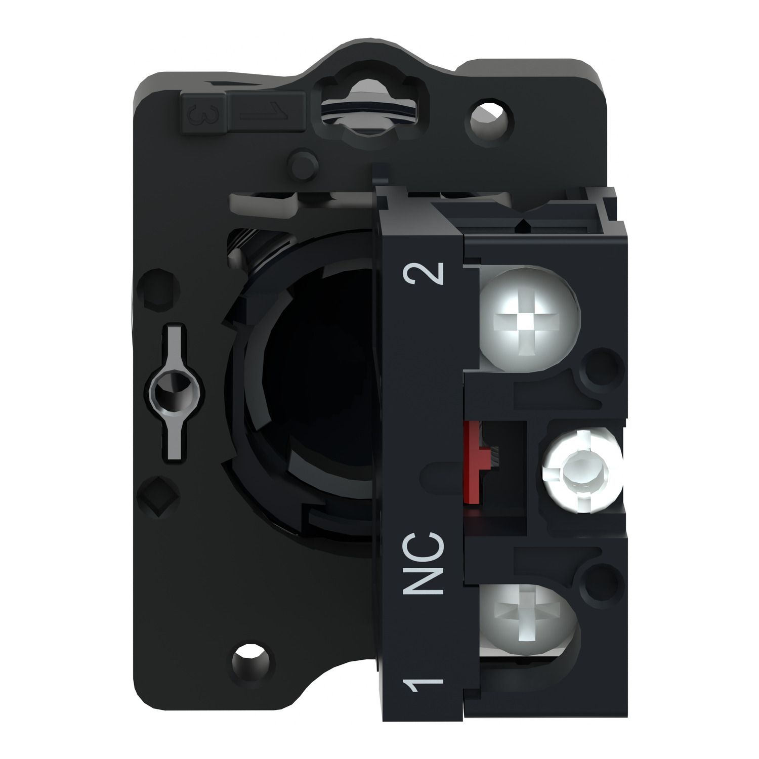 Picture of Complete push button, Easy Harmony XA2, plastic, flush, red, 22mm, spring return, marked STOP, 1NC