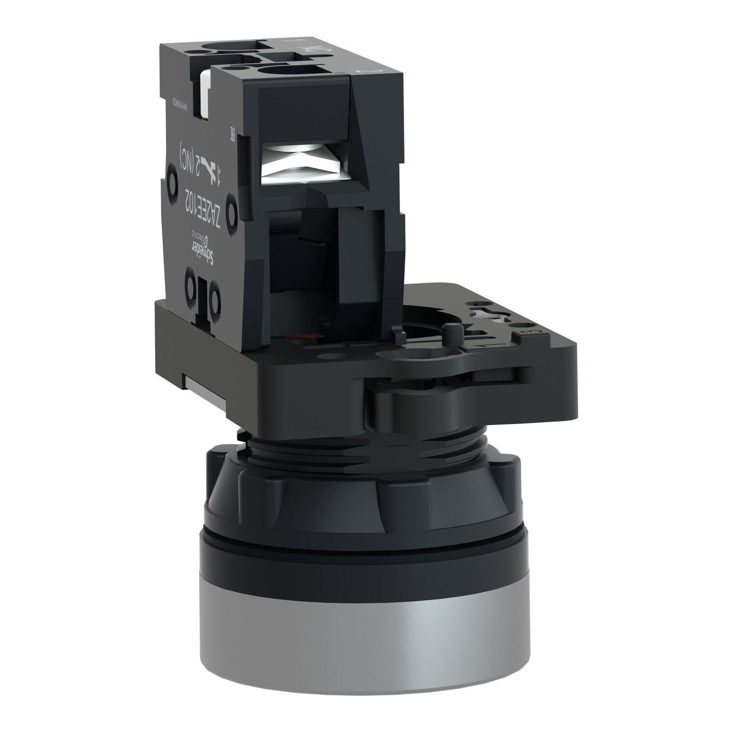 Picture of Complete push button, Easy Harmony XA2, plastic, flush, red, 22mm, spring return, marked STOP, 1NC