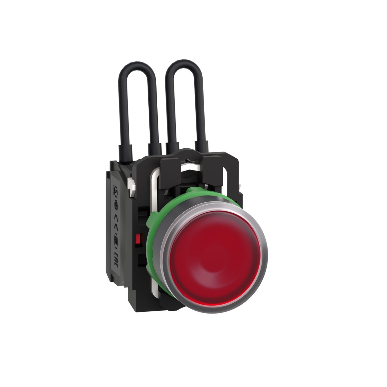 Picture of Push-to-test pilot light, Harmony XB5, plastic, red, universal LED, screw clamp terminals, 24V