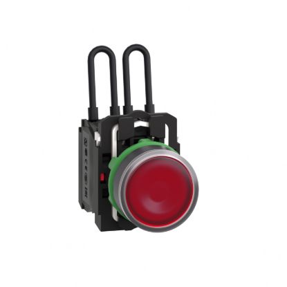 Picture of Push-to-test pilot light, Harmony XB5, plastic, red, universal LED, screw clamp terminals, 24V
