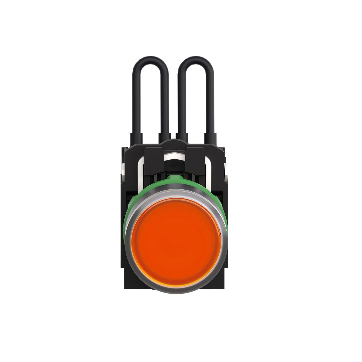 Picture of Push-to-test pilot light, Harmony XB5, plastic, orange, universal LED, screw clamp terminals, 24V