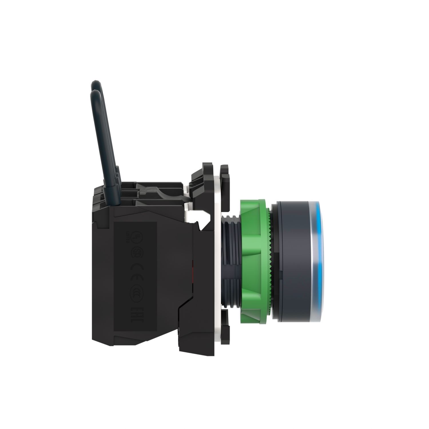 Picture of Push-to-test pilot light, Harmony XB5, plastic, blue, universal LED, screw clamp terminals, 24V