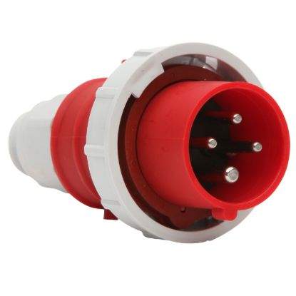 Picture of Plug, 16A, 400V, 4-Round Pin, IP67, Orange/Clear