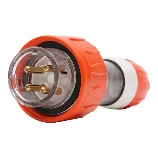 Picture of Plug - Straight, 16A, 500V, 4-Round Pin, Keyway, Clear/Orange