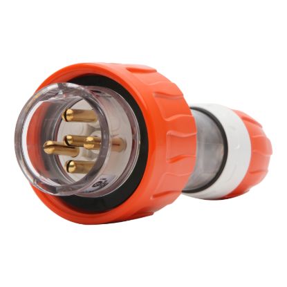 Picture of Plug - Straight, 20A, 500V, 5-Round Pin, Quick Connect, Clear/Orange