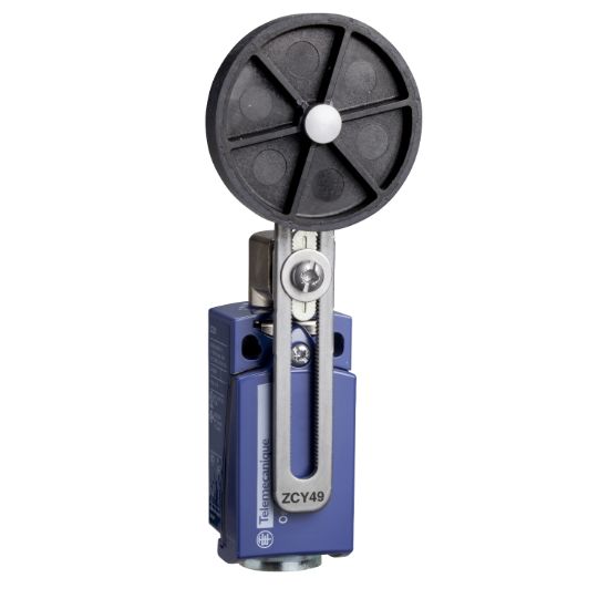 Picture of Limit switch, Limit switches XC Standard, XCKD, plastic roller lever Ø 50 var.length, 1NC+1 NO, slow, M16