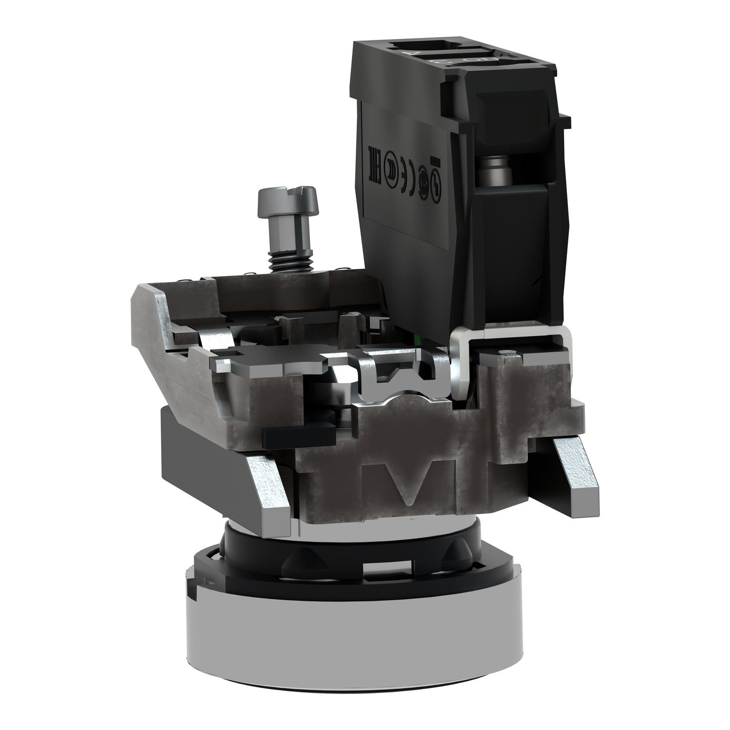 Picture of Push button, metal, Harmony XB4, flush, black, 22mm, spring return, unmarked, 1NO