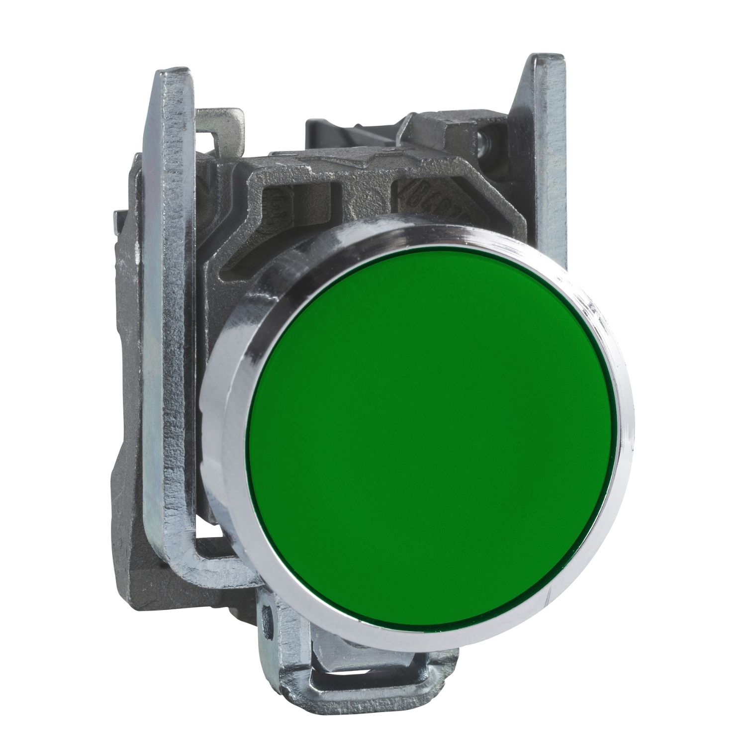 Picture of Push button, metal, Harmony XB4, flush, green, 22mm, spring return, unmarked, 1NO