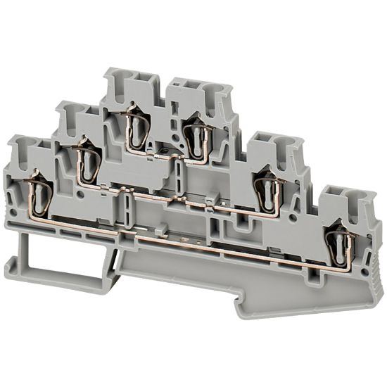 Picture of Terminal block, Linergy TR, spring type, feed through, 3 levels connected, 6 points, 2.5mm², blue, set of 50