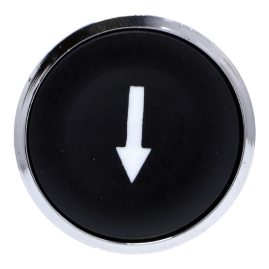 Picture of Push button head, Harmony XB4, metal, flush, black, 22mm, spring return, marked DOWN ARROW