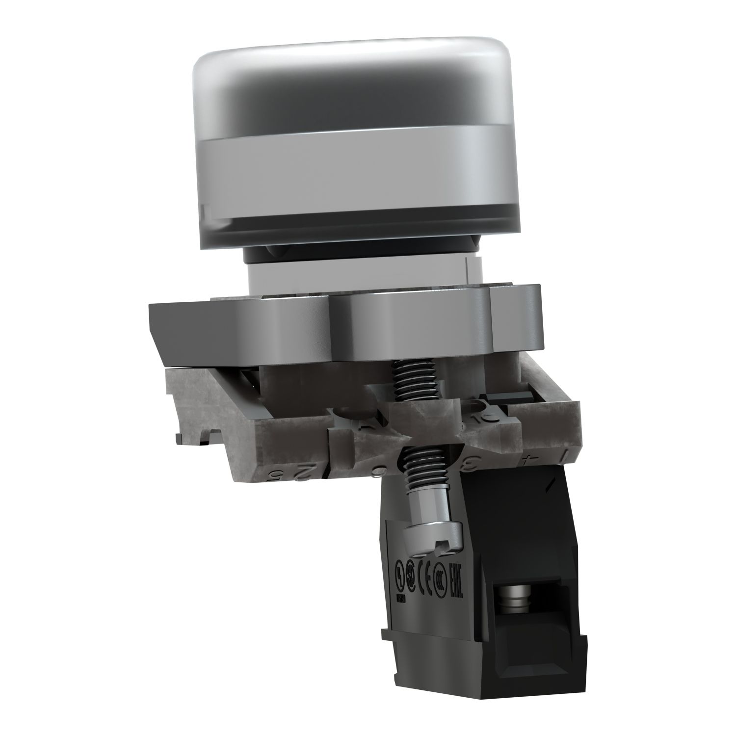 Picture of Push button, Harmony XB4, metal, projecting, black, 22mm, spring return, booted, unmarked, 1NO