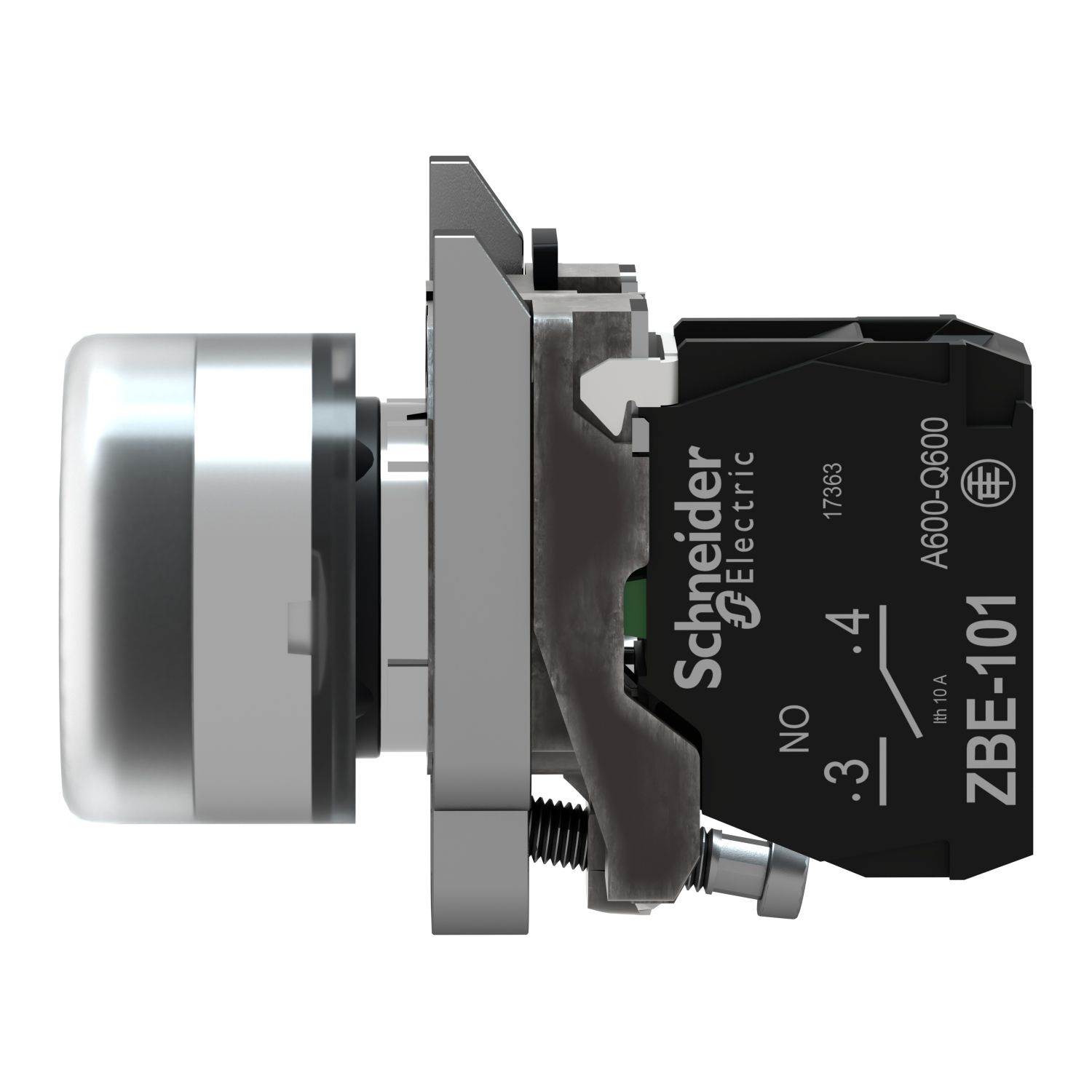 Picture of Push button, Harmony XB4, metal, projecting, black, 22mm, spring return, booted, unmarked, 1NO