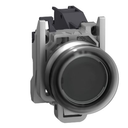 Picture of Complete push button, Harmony XB4 - ATEX D, black projecting with boot, metal, 22mm, spring return, 1NO