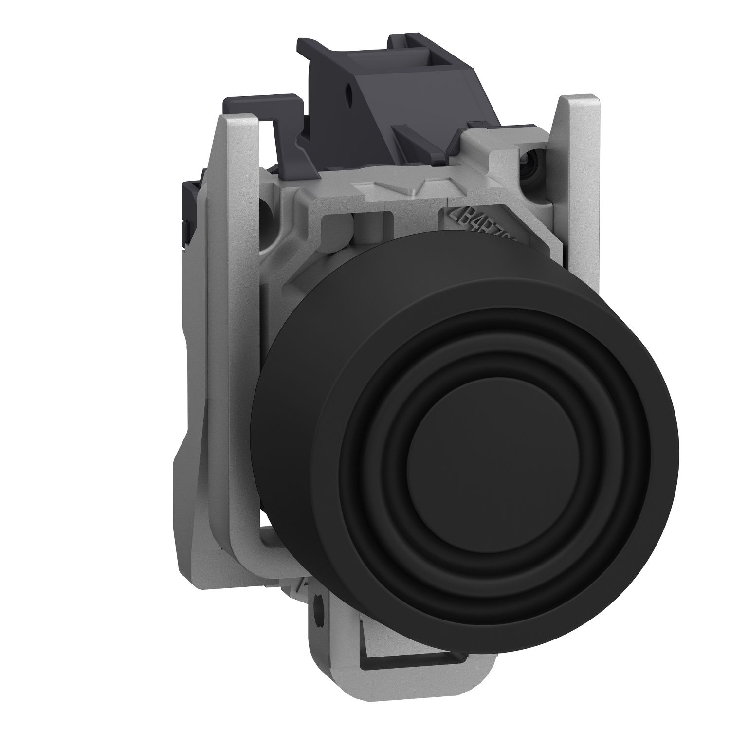 Picture of Complete push button, Harmony XB4 - ATEX D, black projecting with boot, metal, 22mm,  spring return, 1NO