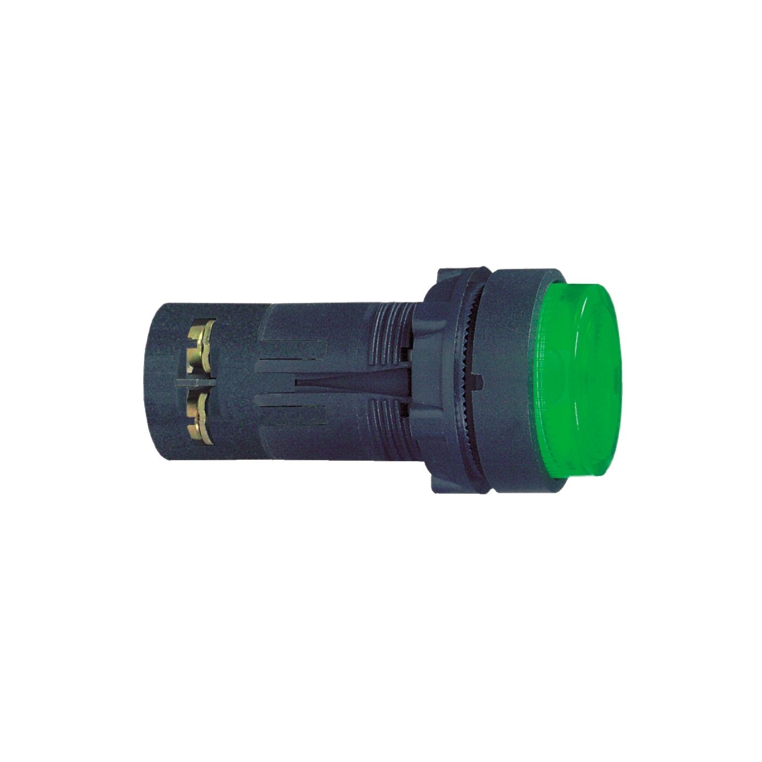 Picture of green illuminated pushbutton Ø 22 - spring return - 230 V - 1 NO