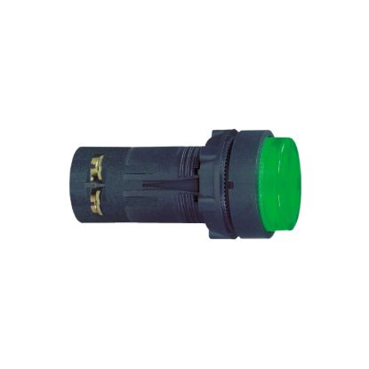 Picture of green illuminated pushbutton Ø 22 - spring return - 230 V - 1 NO