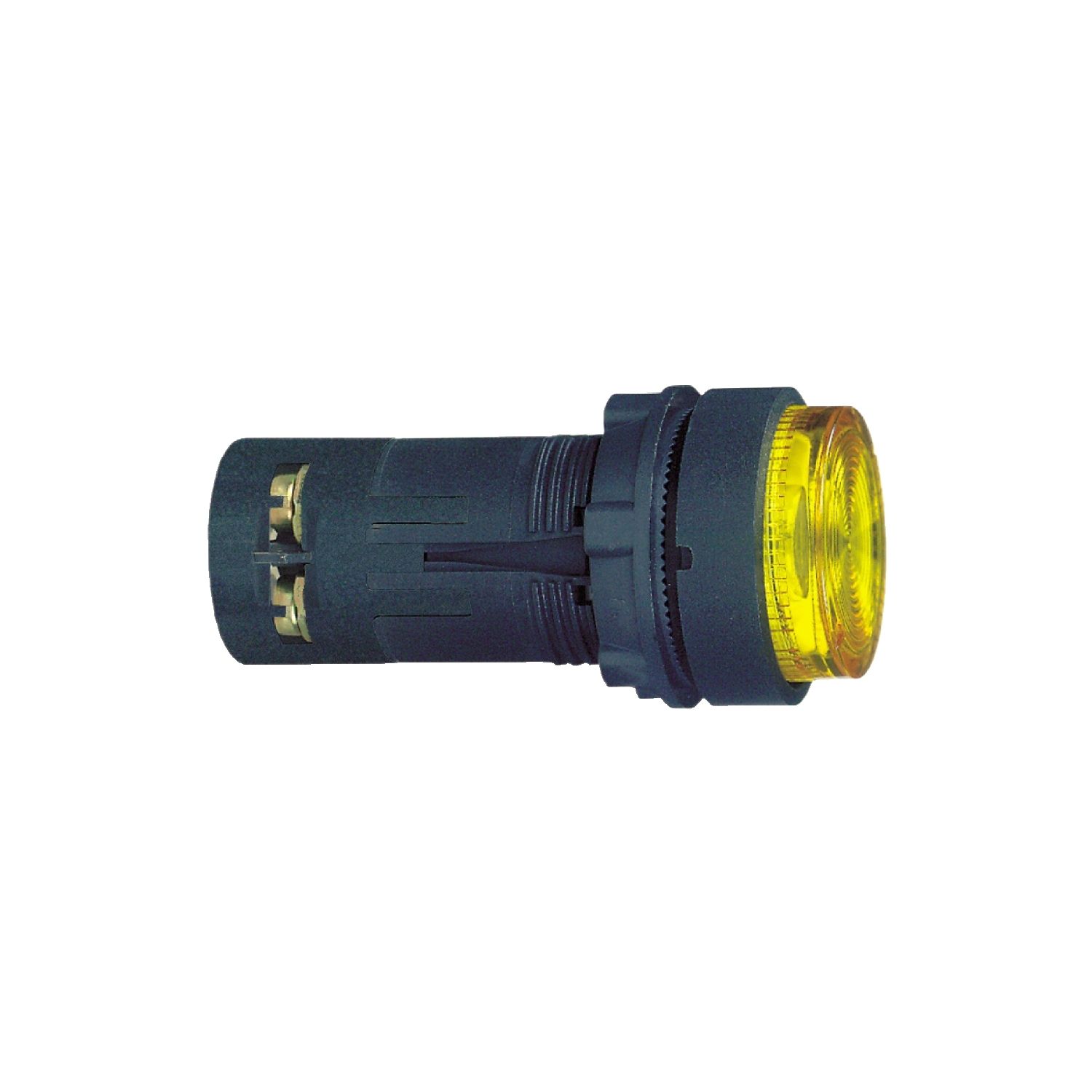 Picture of yellow illuminated pushbutton Ø 22 - spring return - 230 V - 1 NO