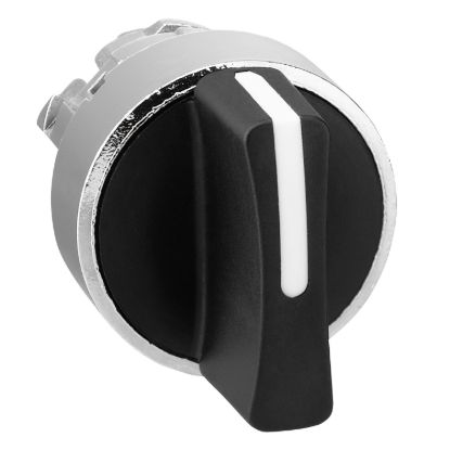 Picture of Selector switch head, Harmony XB4, metal, black, 22mm, 3 positions, spring return from left to center