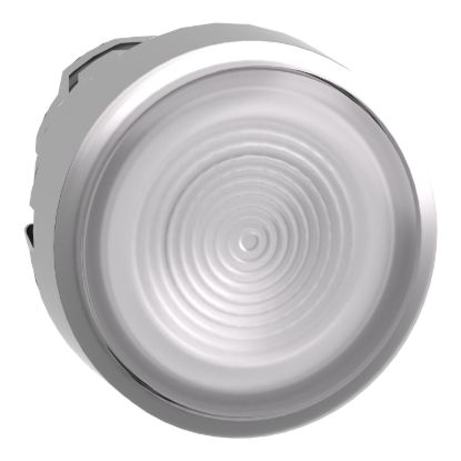 Picture of Head for illuminated push button, Harmony XB4, metal, white flush, 22mm, universal LED, spring return, grooved lens