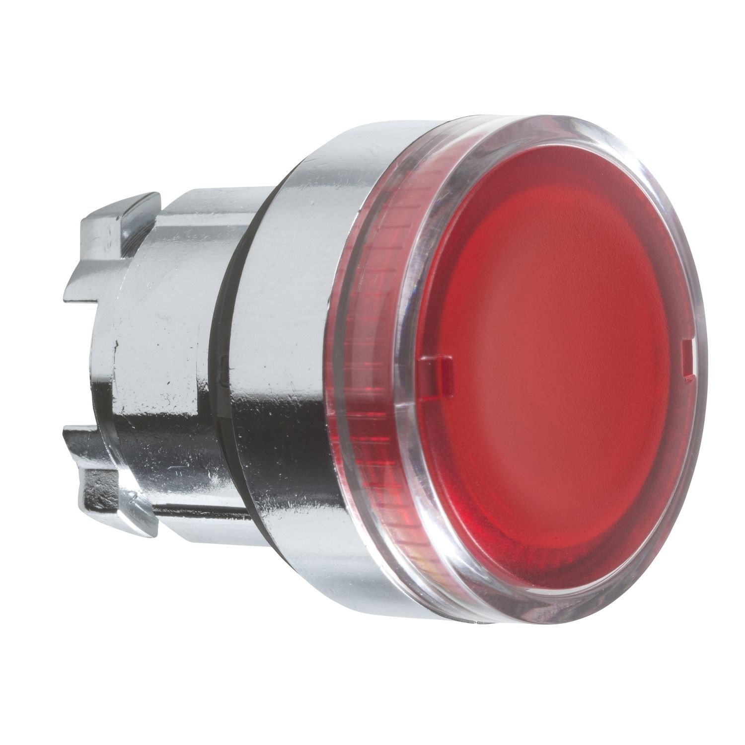 Picture of Head for illuminated push button, Harmony XB4, metal, flush, red, 22mm, spring return, plain lens for BA9s bulb