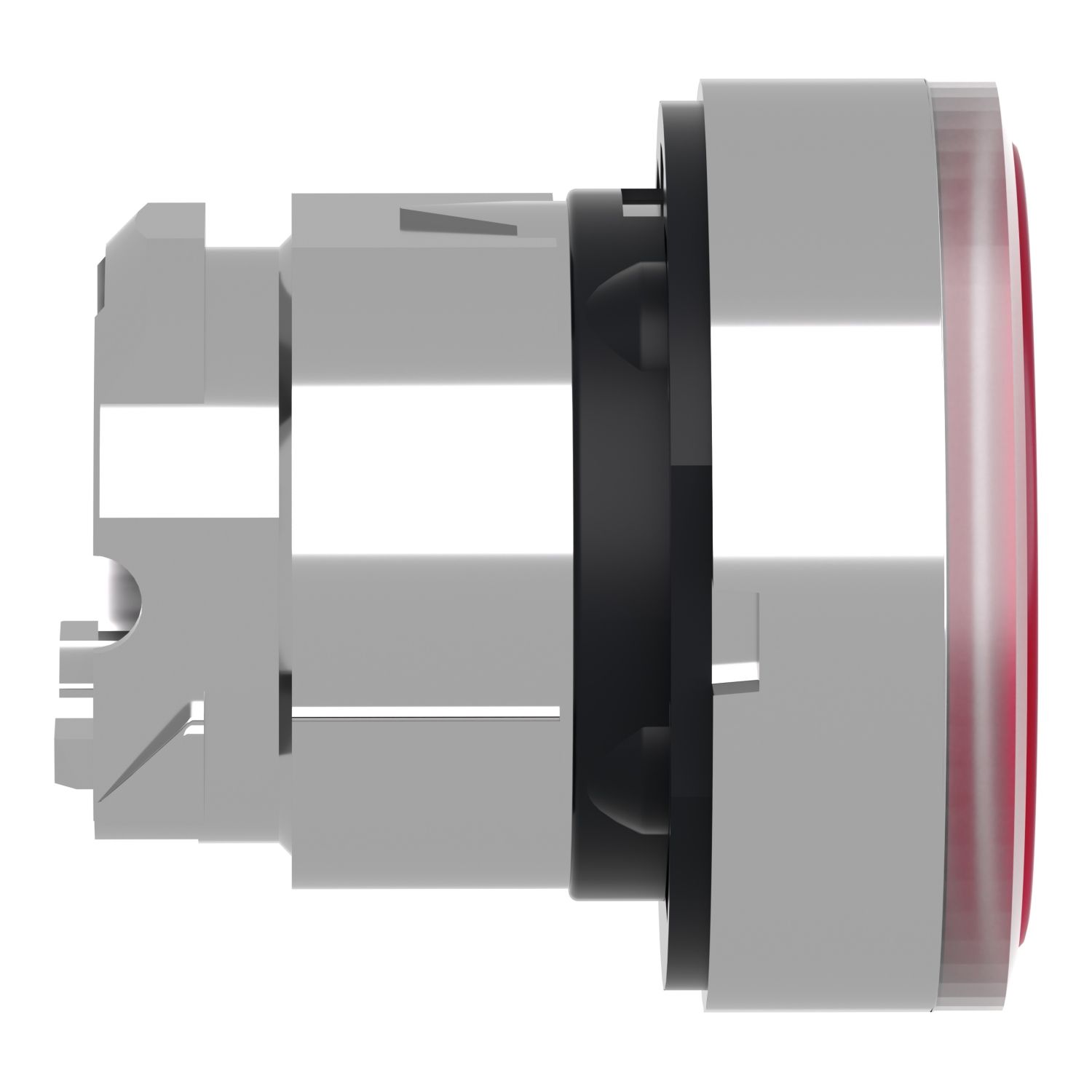 Picture of Head for illuminated push button, Harmony XB4, metal, red flush, 22mm, universal LED, spring return, plan lens, unmarked