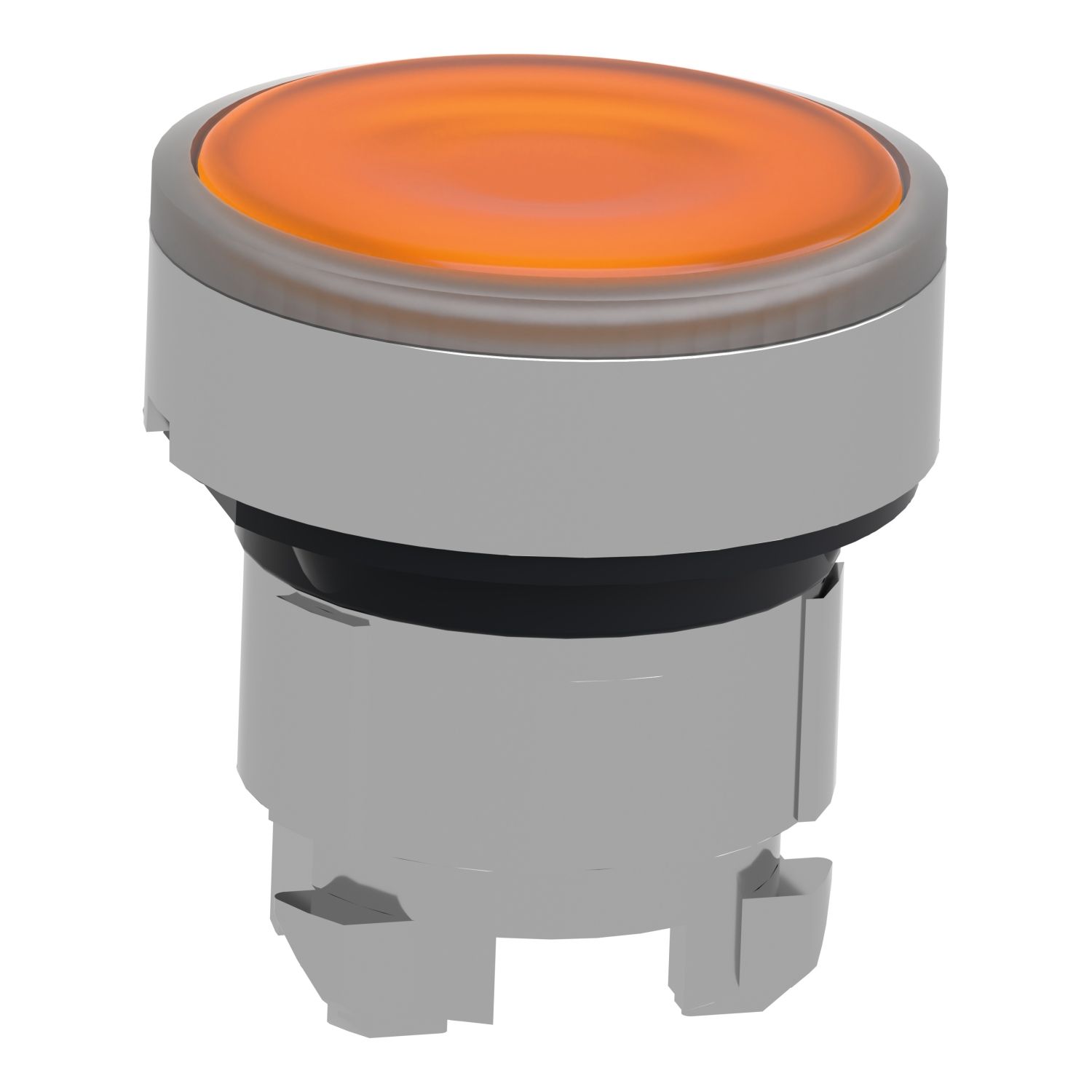 Picture of Head for illuminated push button, Harmony XB4, metal, orange flush, 22mm, universal LED, spring return, plan lens