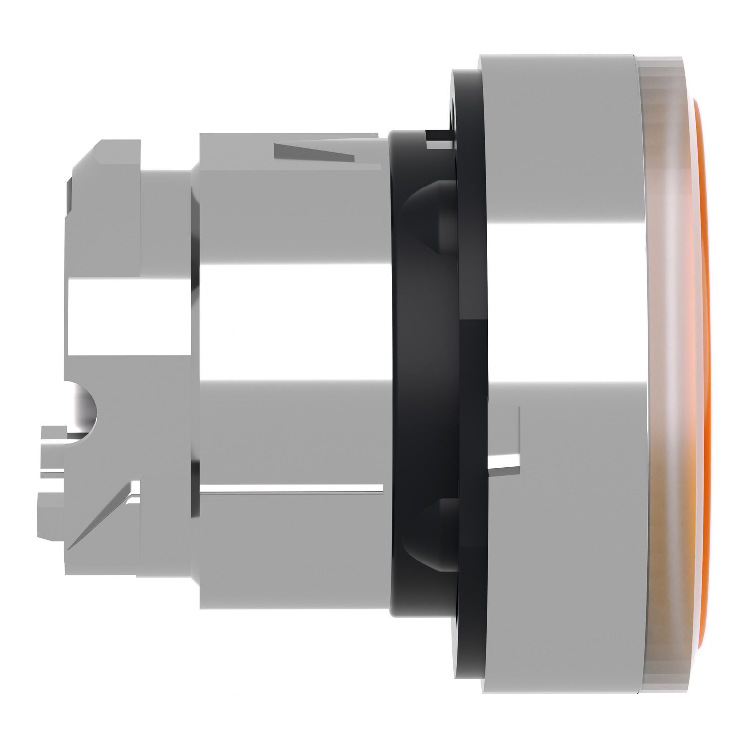 Picture of Head for illuminated push button, Harmony XB4, metal, orange flush, 22mm, universal LED, spring return, plan lens