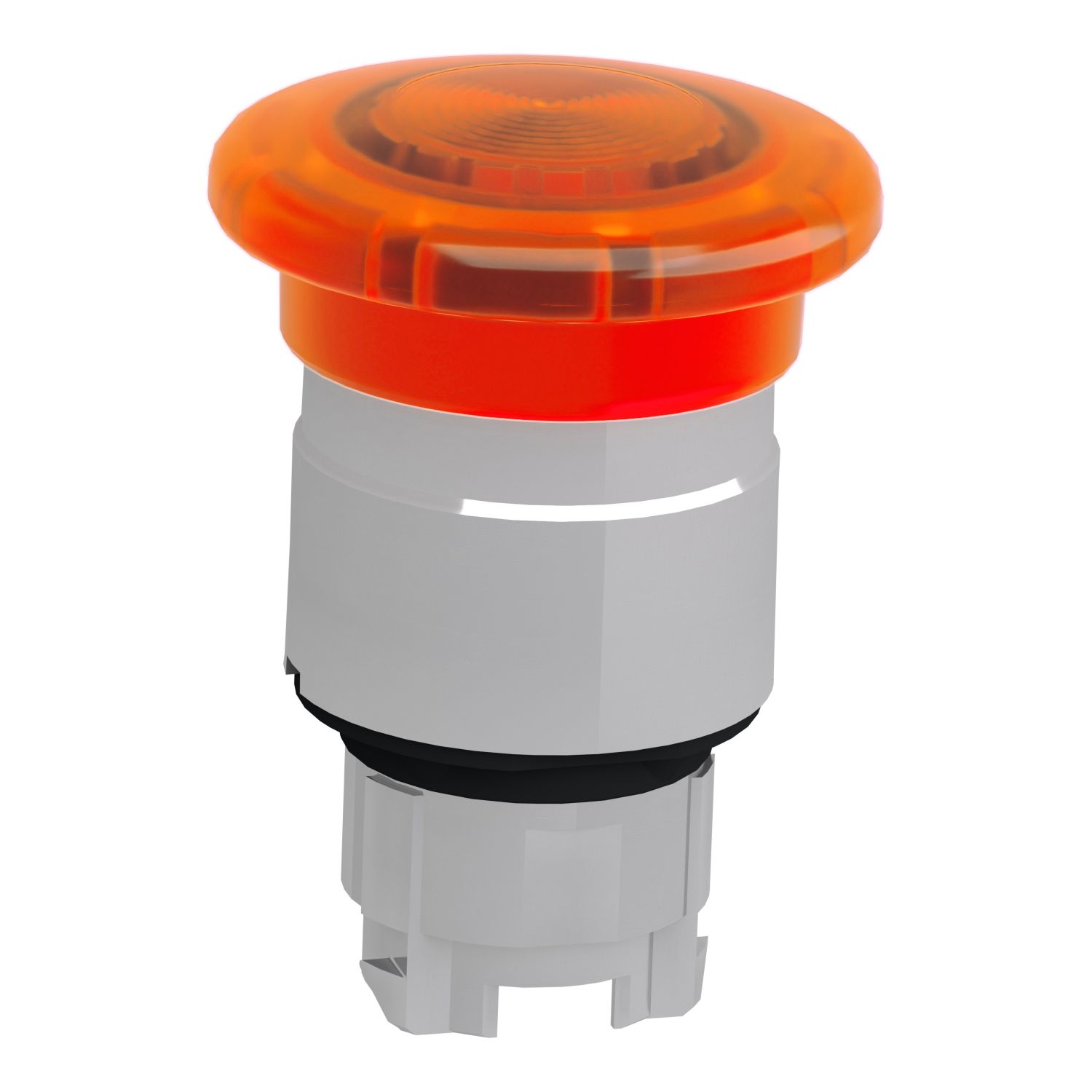 Picture of Head for illuminated push button, Harmony XB4, metal, orange mushroom 40mm, 22mm, universal LED, spring return, unmarked