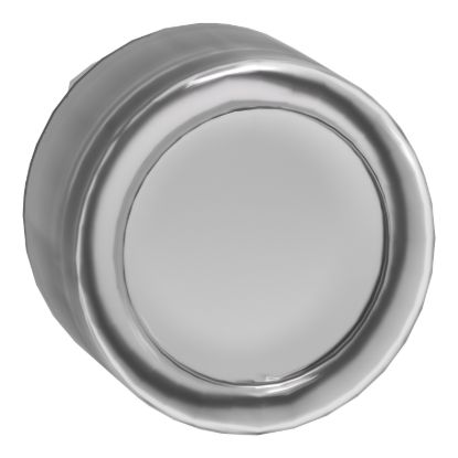 Picture of Head for illuminated push button, Harmony XB4, metal, white flush, 22mm, universal LED, spring return, clear boot