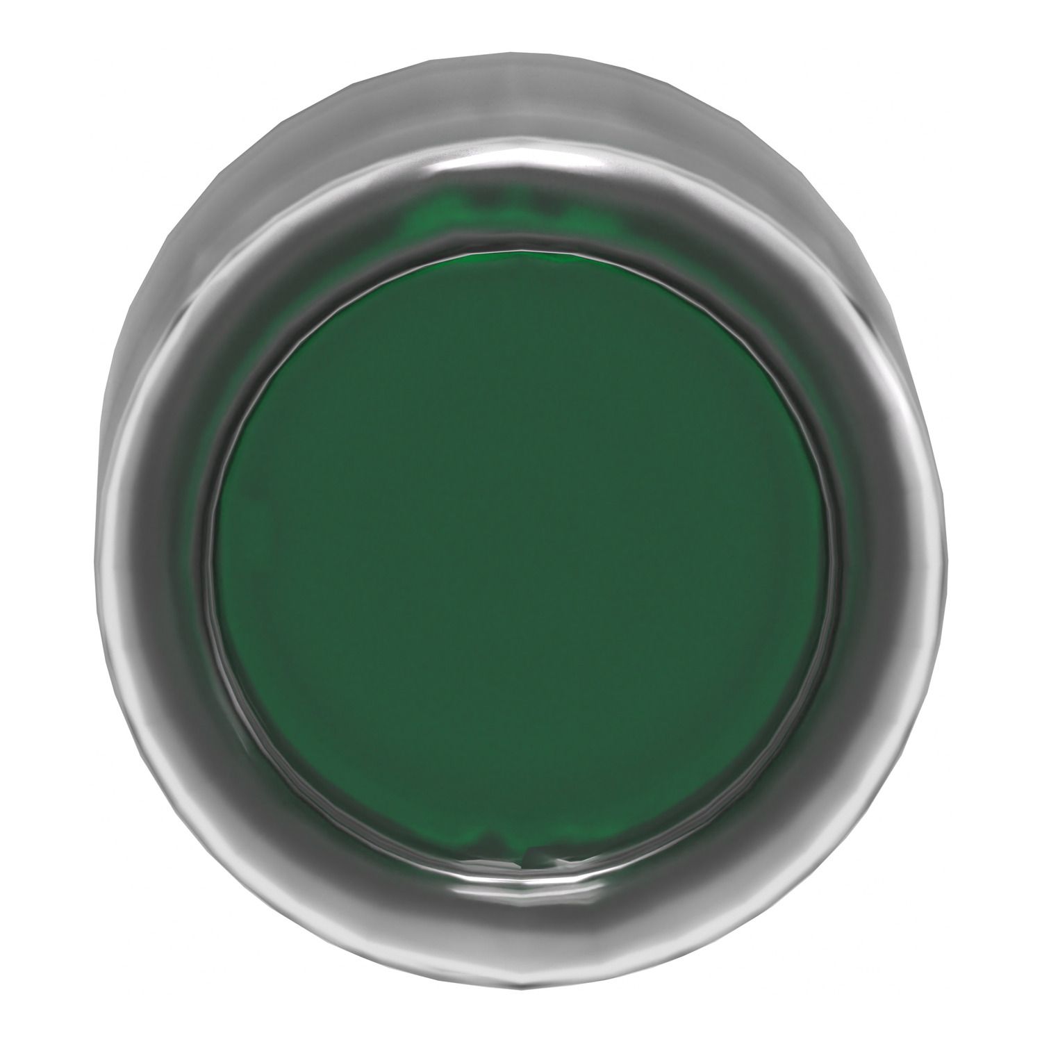 Picture of Head for illuminated push button, Harmony XB4, metal, green flush, 22mm, universal LED, spring return, clear boot