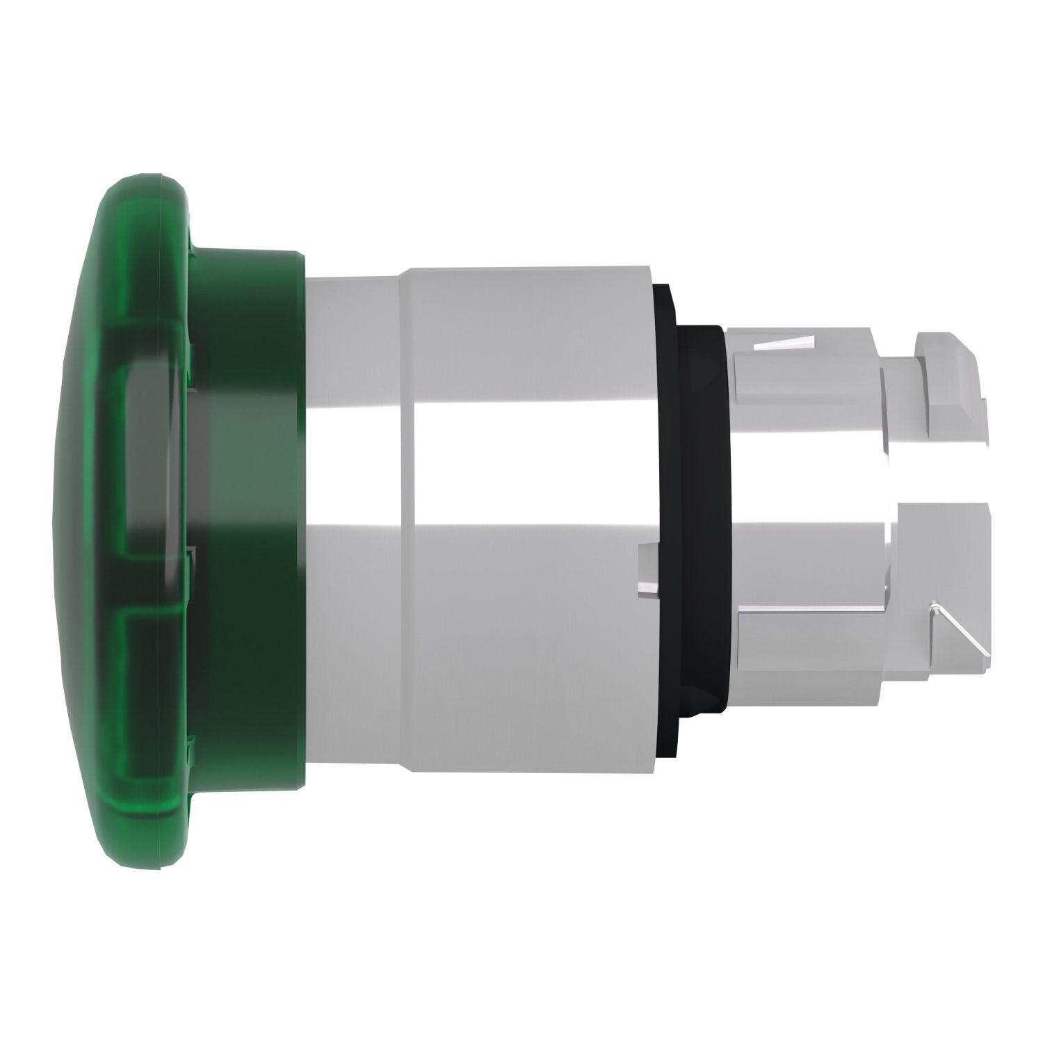 Picture of Head for illuminated push button, Harmony XB4, green mushroom 40mm, 22mm, latching, push pull to release, universal LED, unmarked