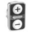 Picture of head for illuminated double headed push button, Harmony XB4, 2 white flush pushbuttons, 22mm, with marking