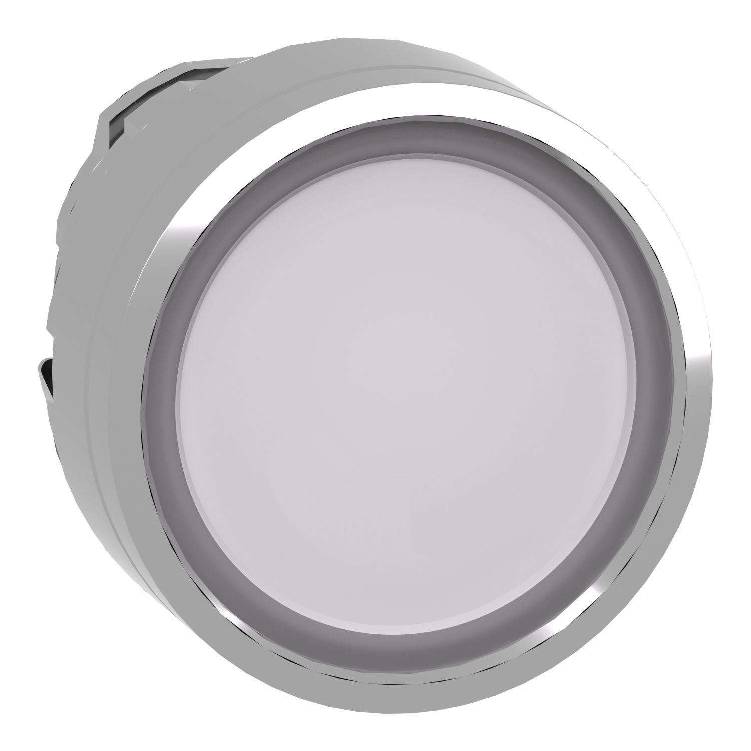 Picture of Head for illuminated push button, Harmony XB4, metal, white flush, 22mm, universal LED, for insertion legend