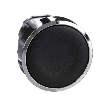 Picture of Push button head, Harmony XB4, metal, flush, black, 22mm, spring return, unmarked
