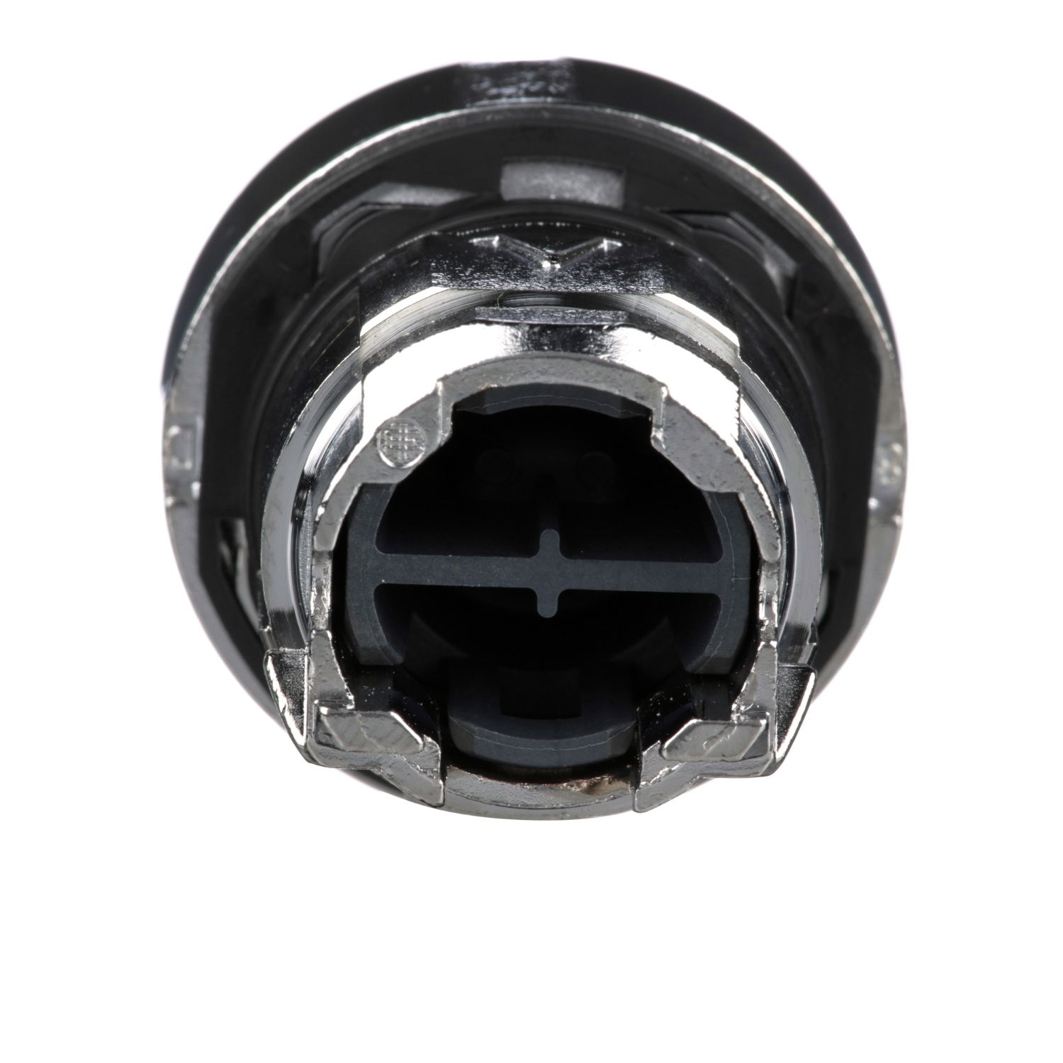 Picture of Push button head, Harmony XB4, metal, flush, black, 22mm, spring return, unmarked