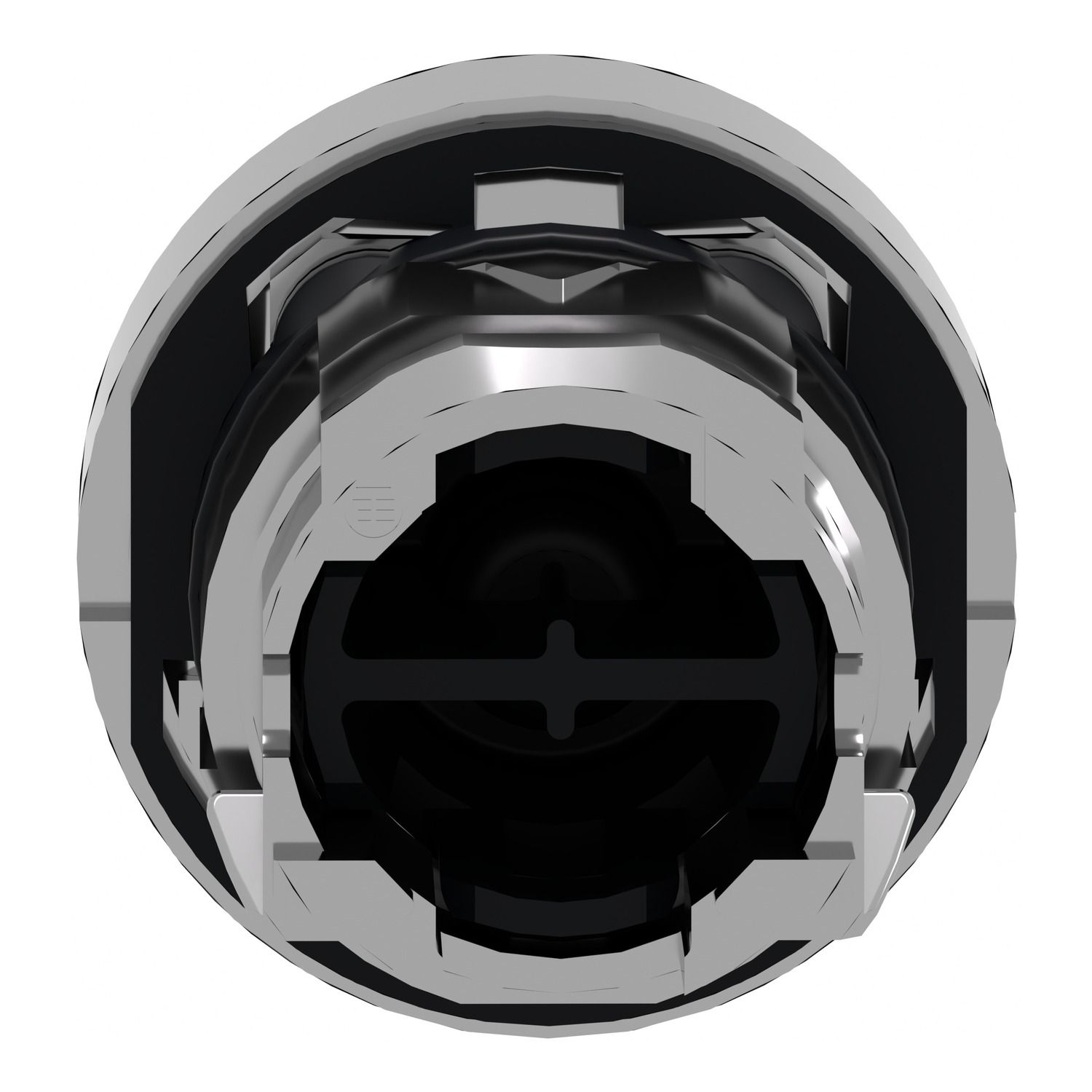 Picture of Push button head, Harmony XB4, metal, flush, green, 22mm, spring return, marked I