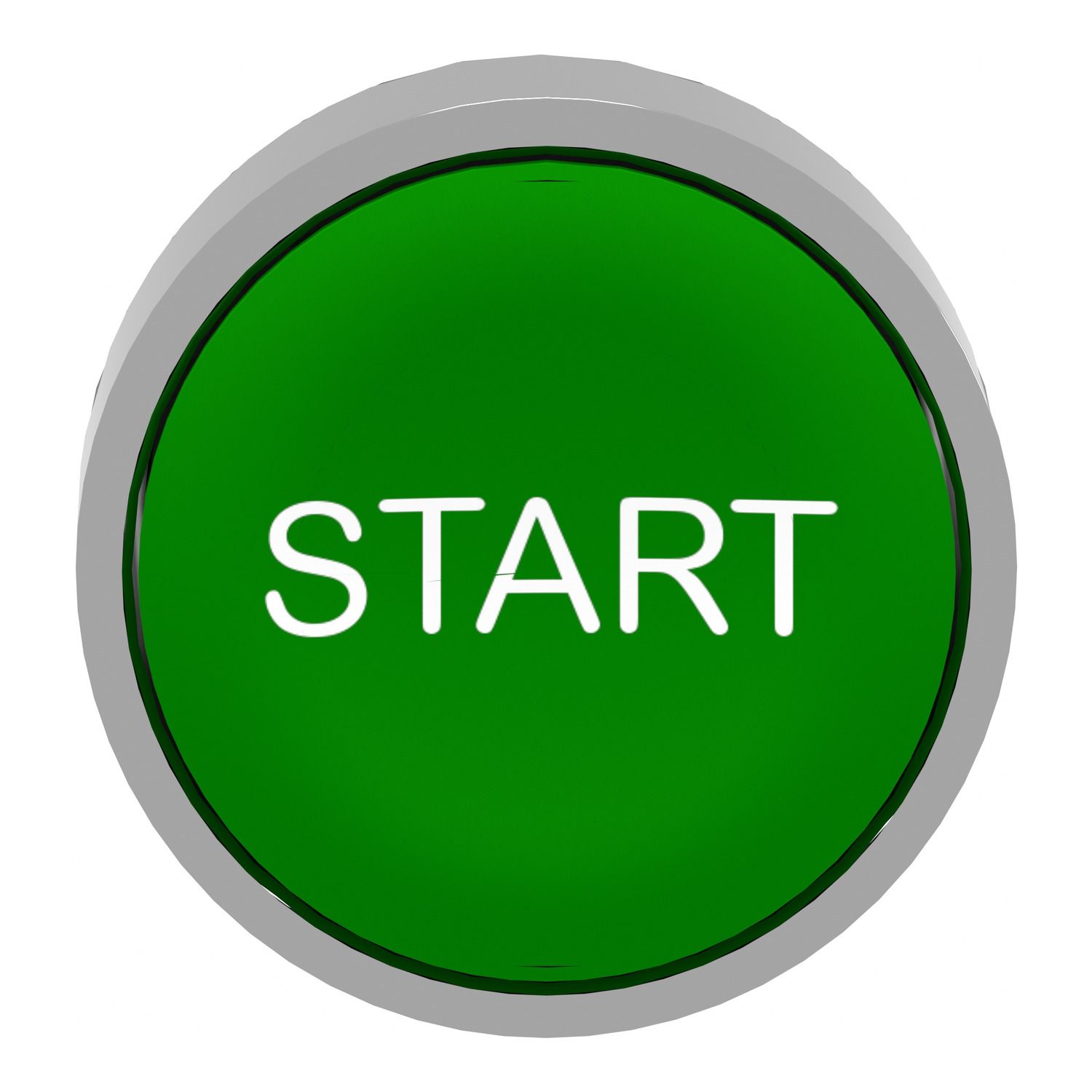 Picture of Push button head, Harmony XB4, metal, flush, green, 22mm, spring return, marked START