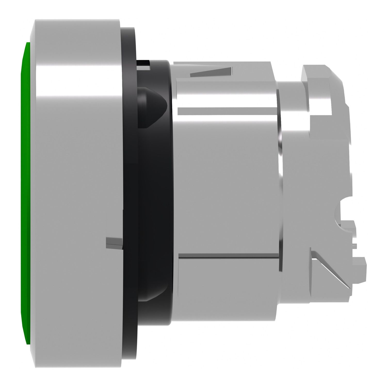 Picture of Push button head, Harmony XB4, metal, flush, green, 22mm, spring return, marked START