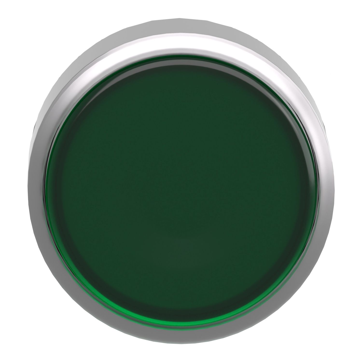 Picture of Head for illuminated push button, Harmony XB4, metal, green flush, 22mm, universal LED, for insertion legend