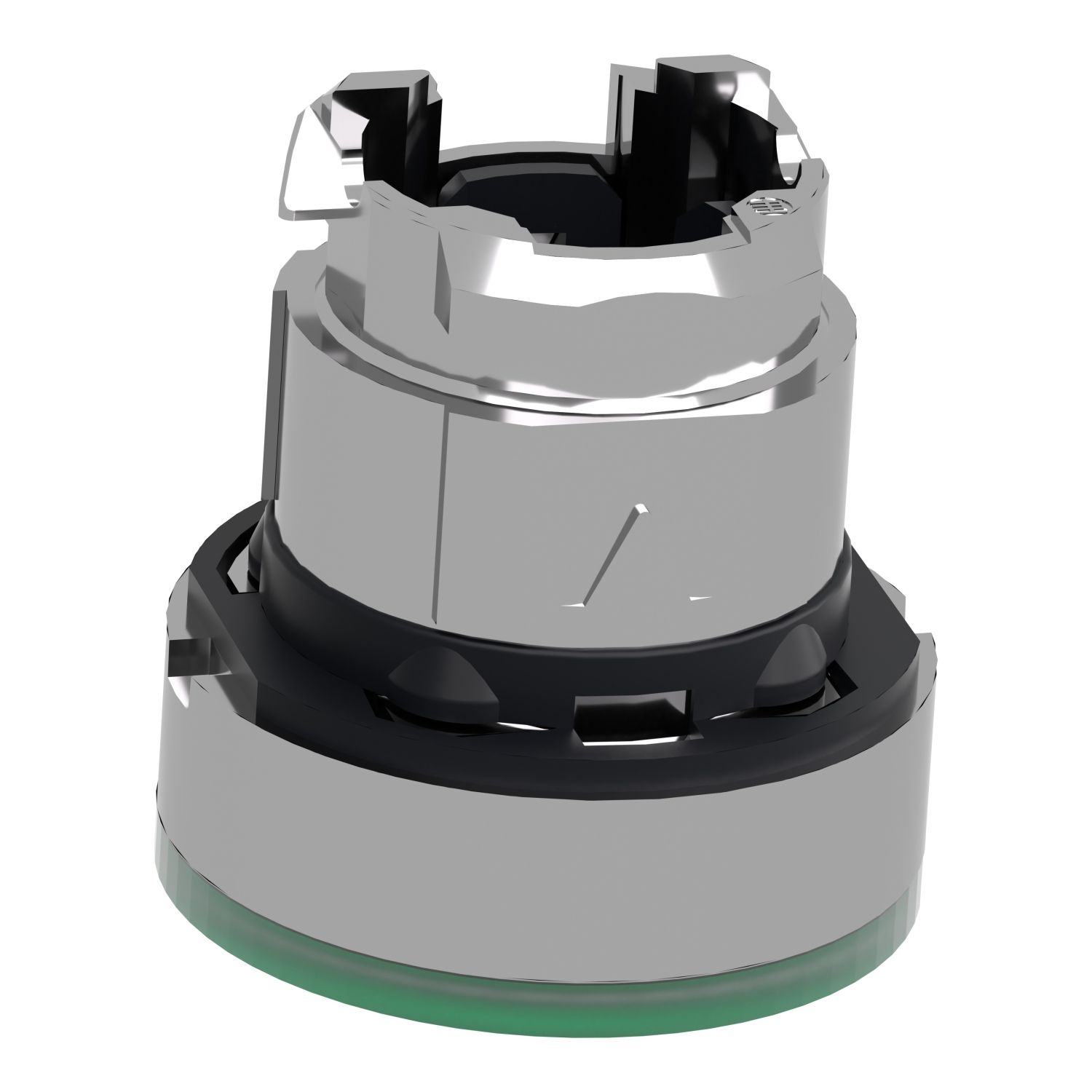 Picture of Head for illuminated push button, Harmony XB4, metal, green flush, 22mm, universal LED, for insertion legend
