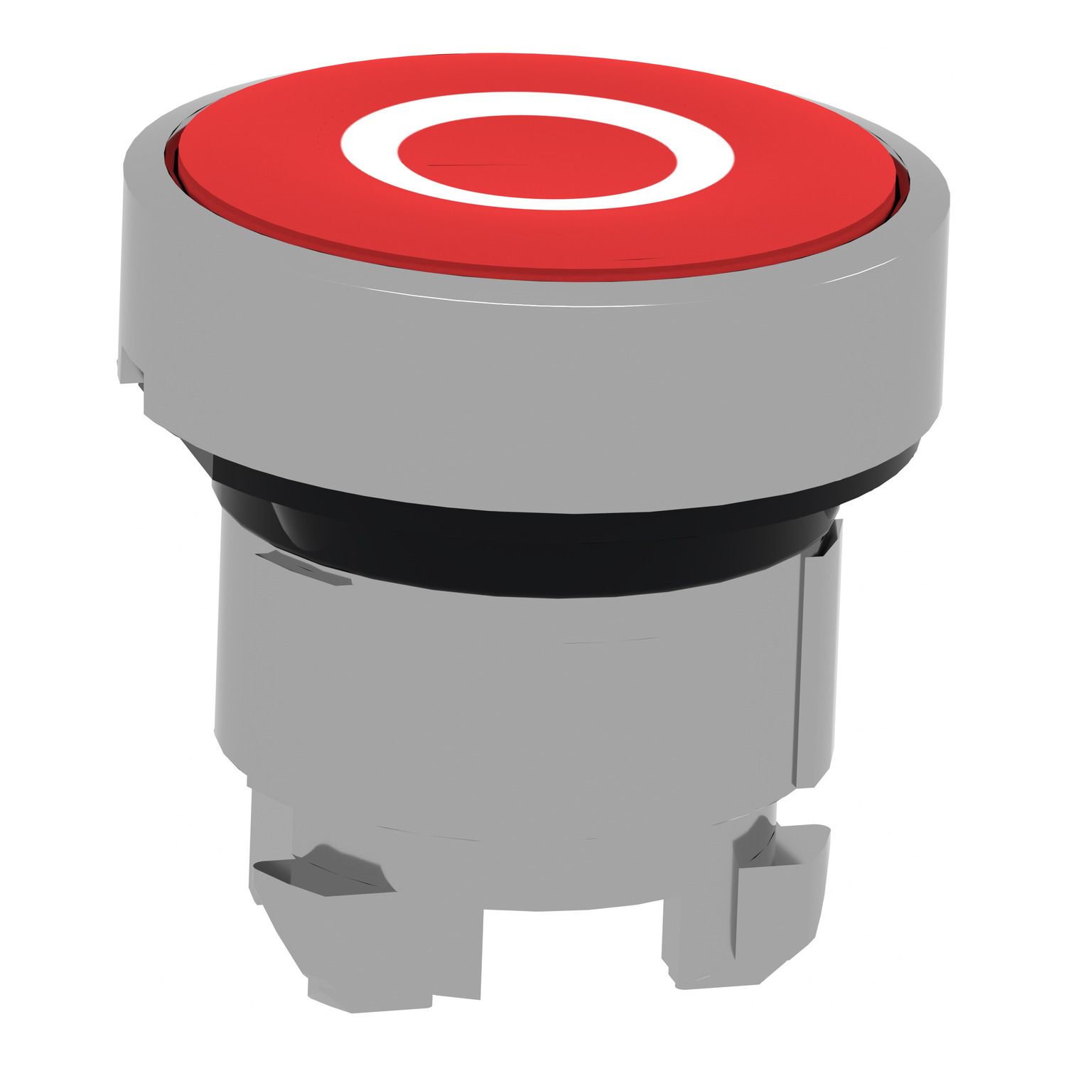 Picture of Push button head, Harmony XB4, metal, flush, red, 22mm, spring return, marked O