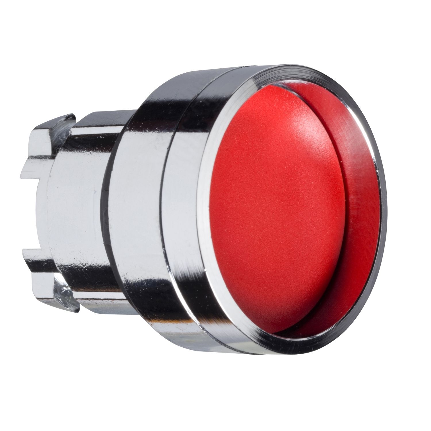 Picture of Head for illuminated push button, Harmony XB4, metal, red recessed, 22mm, spring return, high guard, unmarked
