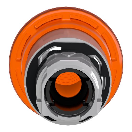 Picture of Head for illuminated push button, Harmony XB4, metal, orange mushroom 40mm, 22mm, universal LED, spring return, unmarked