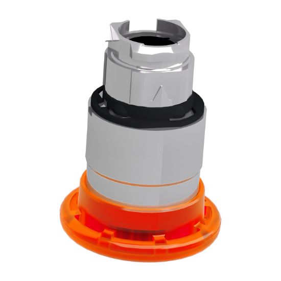 Picture of Head for illuminated push button, Harmony XB4, metal, orange mushroom 40mm, 22mm, universal LED, spring return, unmarked