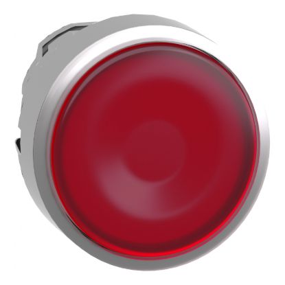 Picture of Head for illuminated push button, Harmony XB4, metal, red flush, 22mm, universal LED, spring return, for insertion legend