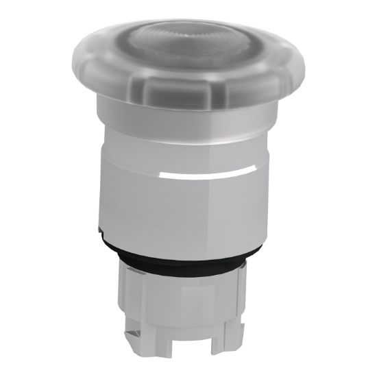 Picture of Head for illuminated push button, Harmony XB4, white, mushroom 40mm, 22mm, latching, push pull to release, universal LED, unmarked