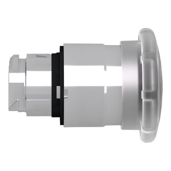 Picture of Head for illuminated push button, Harmony XB4, white, mushroom 40mm, 22mm, latching, push pull to release, universal LED, unmarked