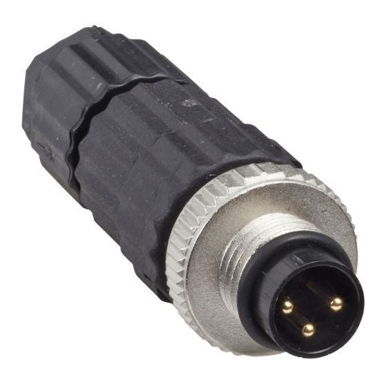 Picture of Male, M8, 3 pin, straight connector, cable gland M9.5 x 1