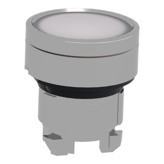 Picture of Head for illuminated push button, Harmony XB4, metal, white flush, 22mm, universal LED, for insertion legend