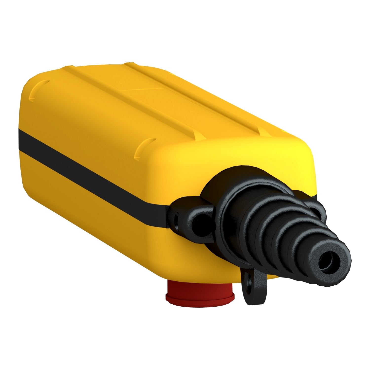 Picture of Pendant control station, Harmony XAC, plastic, yellow, 4 push buttons with 2NO+1NC, 1 emergency stop NC